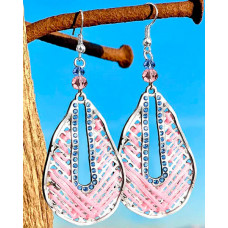 1Pair Rhinestone Hollow Out Water Drop Earrings - silver