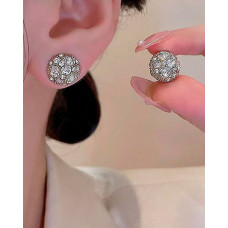 1Pair Rhinestone Magnet Stud Earrings - silver