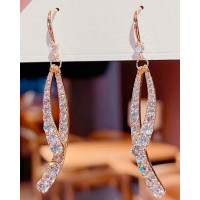 1Pair Rhinestone Oval Shaped Drop Earrings - gold