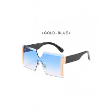 1Pair Rimless Flat Top Ombre Lens Sunglasses - blue