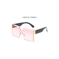 1Pair Rimless Flat Top Ombre Lens Sunglasses - pink