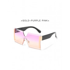 1Pair Rimless Flat Top Ombre Lens Sunglasses - purple