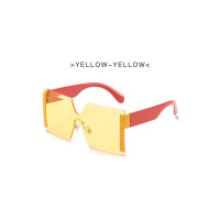 1Pair Rimless Flat Top Ombre Lens Sunglasses - yellow