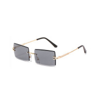 1Pair Rimless Rectangle Tinted Lens Sunglasses - black