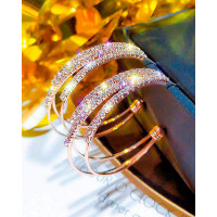 1Pair Sparkling Rhinestone Decor Hoop Earrings - gold