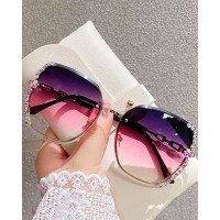 1Pair Square Rhinestone Ombre Sunglasses - style3