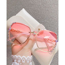 1Pair Square Rhinestone Ombre Sunglasses - style5