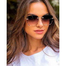 1Pair Square Rimless Tinted Lens Sunglasses - coffee