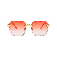 1Pair Square Rimless Tinted Lens Sunglasses - red