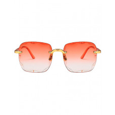 1Pair Square Rimless Tinted Lens Sunglasses - red