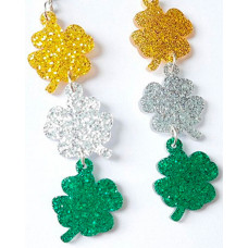 1Pair St. Patrick's Day Lucky Glitter Clover Drop Earrings - style2