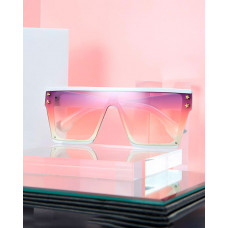 1Pair Star Pattern Big Square Frame Flat Top Sunglasses - pink