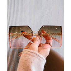 1Pair Studded Tinted Lens Irregular Metal Frame Sunglasses - brown