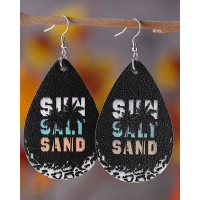 1Pair Sun Salt Sand Coconut Tree Waterdrop Earrings - black