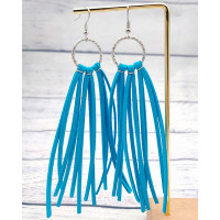 1Pair Tassel Design Hollow Out Hook Earrings - blue