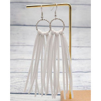 1Pair Tassel Design Hollow Out Hook Earrings - white