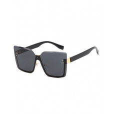 1Pair Trendy Leopard Square Rimless Sunglasses - black