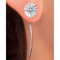 1Pair Trendy Sunflower Dangle Earrings - silver