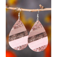 1Pair Valentine's Day Contrast Sequin Waterdrop Earrings - pink