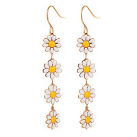 1Pair Vintage Daisy Hook Drop Earrings - white