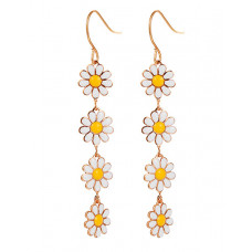 1Pair Vintage Daisy Hook Drop Earrings - white