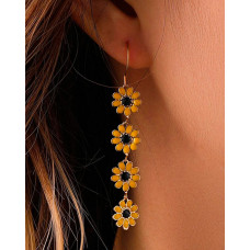 1Pair Vintage Daisy Hook Drop Earrings - yellow