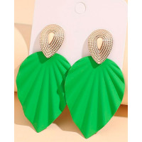 1Pair Vintage Leaf Shape Geometric Earrings - green