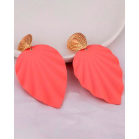 1Pair Vintage Leaf Shape Geometric Earrings - pink