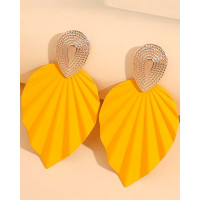 1Pair Vintage Leaf Shape Geometric Earrings - yellow