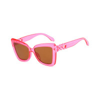 1Pair Vintage Leopard Cat Eye Frame Fashionable Sunglasses - hot pink