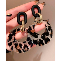 1Pair Vintage Leopard Dangle Hoop Earrings - Leopard