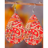 1Pair Vintage Paisley Hook Earrings - orange