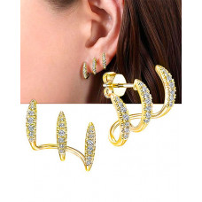 1Pair Wedding Evening Party Rhinestone Claw Earrings - gold