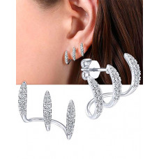 1Pair Wedding Evening Party Rhinestone Claw Earrings - silver