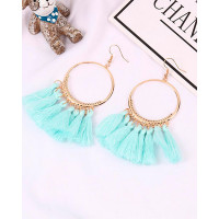 1Pairs Tassel Design Round Charm Drop Earrings - light blue