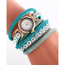 1pc Allover Rhinestone Stackable Bangle Quartz Watch - blue