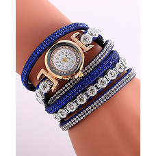 1pc Allover Rhinestone Stackable Bangle Quartz Watch - dark blue