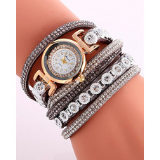 1pc Allover Rhinestone Stackable Bangle Quartz Watch - gray