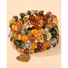 1pc Bohemian Beaded Crystal Stone Heart Pattern Multi-layer Bracelet - style1