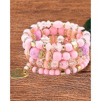 1pc Bohemian Beaded Crystal Stone Heart Pattern Multi-layer Bracelet - style4