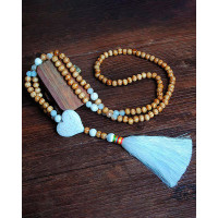 1pc Bohemian Beaded Tassel Design Turquoise Pendant Necklace - style5