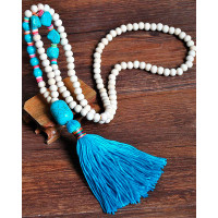 1pc Bohemian Beaded Tassel Design Turquoise Pendant Necklace - style7