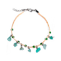 1pc Bohemian Crystal Stone Beaded Tassel Anklet - green