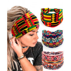 1pc Bohemian Geometric Print Yoga Sports Wide Headband - style1