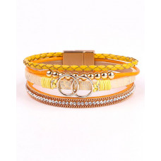 1pc Bohemian Multi-layer Beaded Wide Magnet Bracelet - yellow