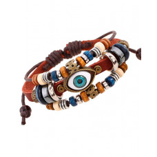 1pc Bohemian Multi-layer Blue Eye Beaded Bracelet - brown