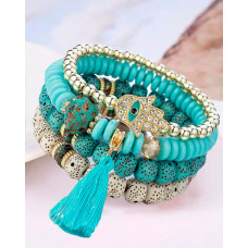 1pc Bohemian Multi-layer Blue Eye Turquoise Bracelet - turquoise blue