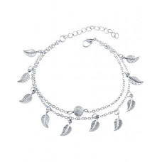 1pc Bohemian Multi-layer Leaf Pendant Beach Chain Anklet - silver