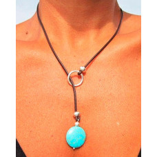 1pc Bohemian Tribal O-Ring Turquoise Y Necklace - green