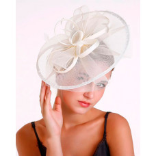 1pc Bowknot Fascinator Hat Feather Sheer Mesh Headband Bridal Wedding Cocktail Tea Party Headwear - Apricot